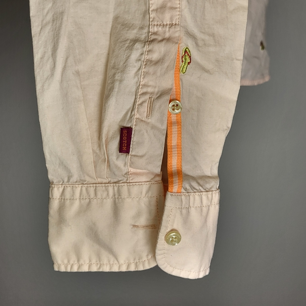 Scotch & Soda Long Sleeve Shirt with Embroidered Sandals size Large - Picture 3 of 9
